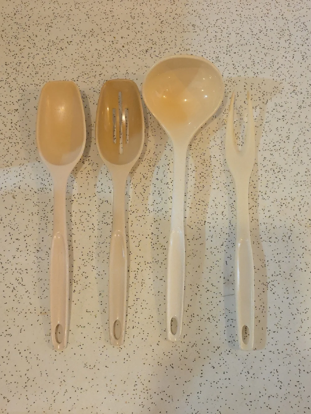 Foley Vintage Serving Spoons, Fork, Ladle Set Of‎ 4 Almond Beige